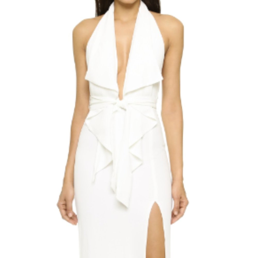 MISHA Lorena Halter Midi Dress in Ivory